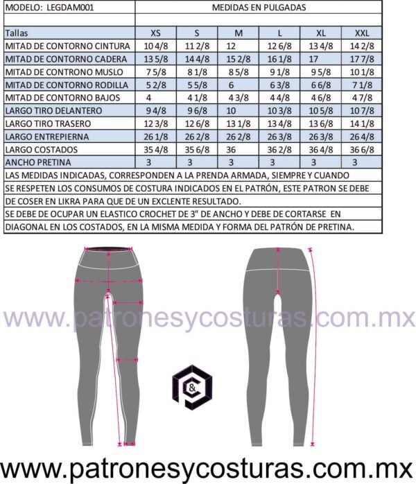 patrón de leggin de mujer en pdf