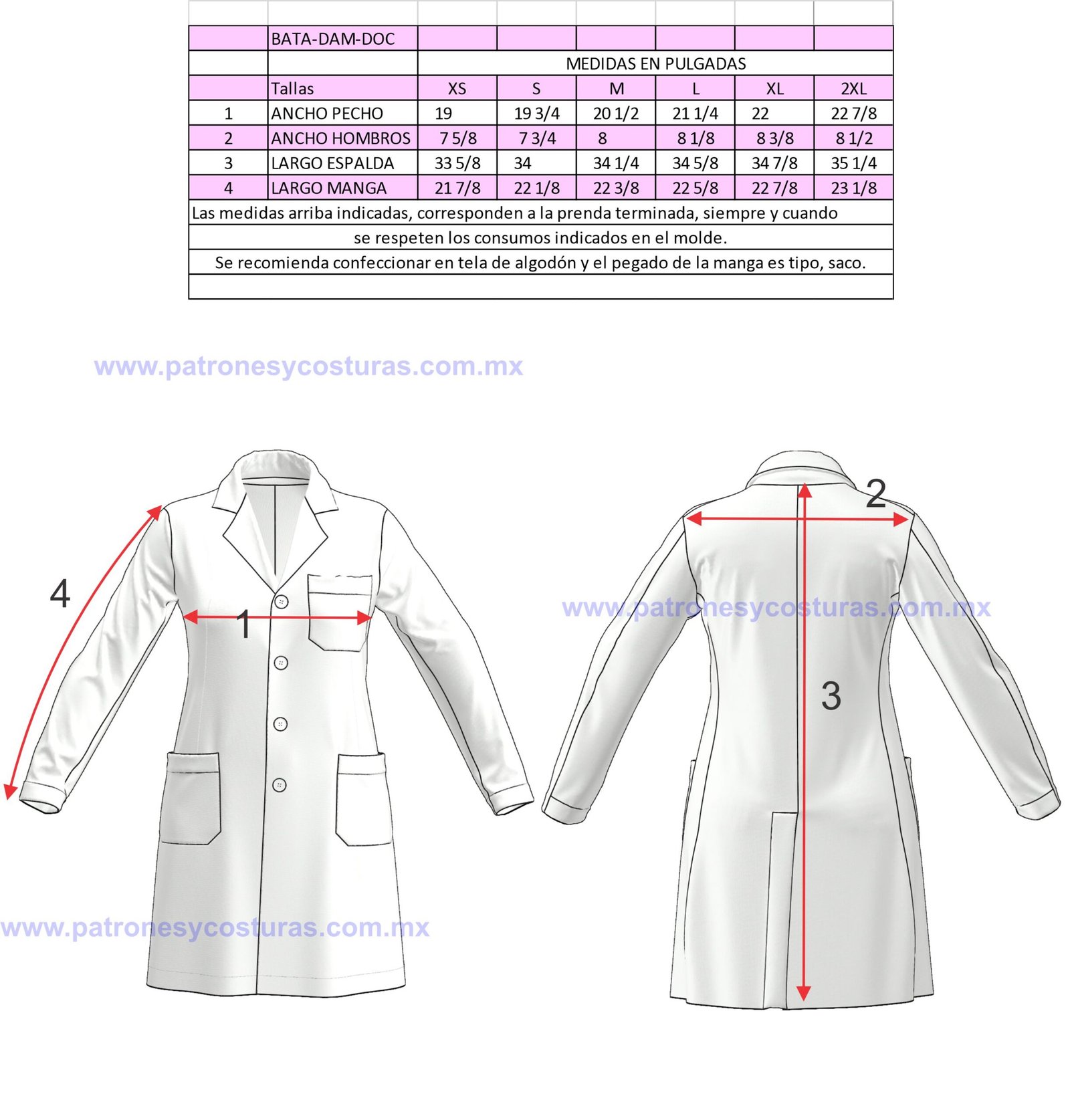 molde de bata de mujer