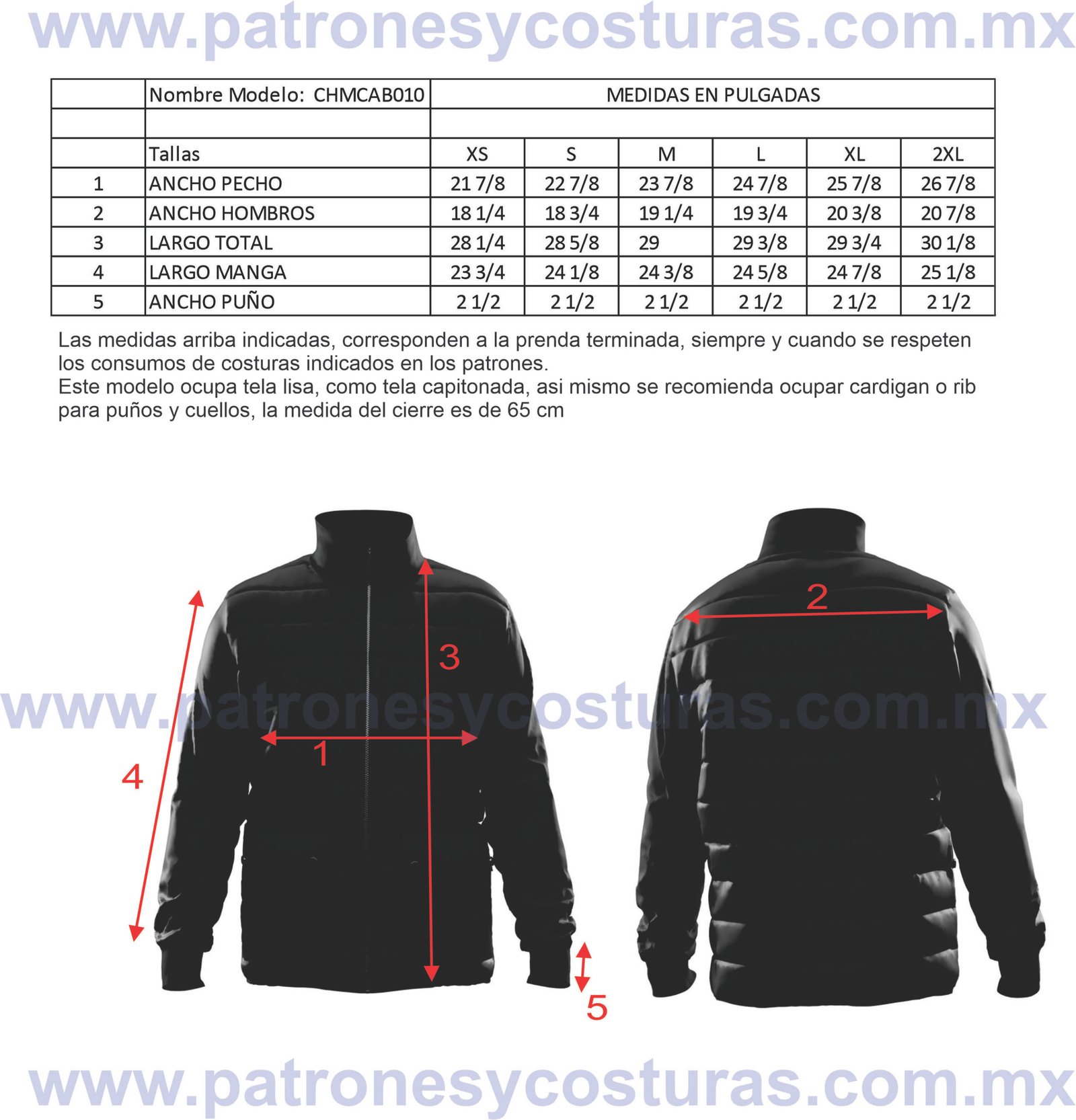 medidas de chamarra de hombre