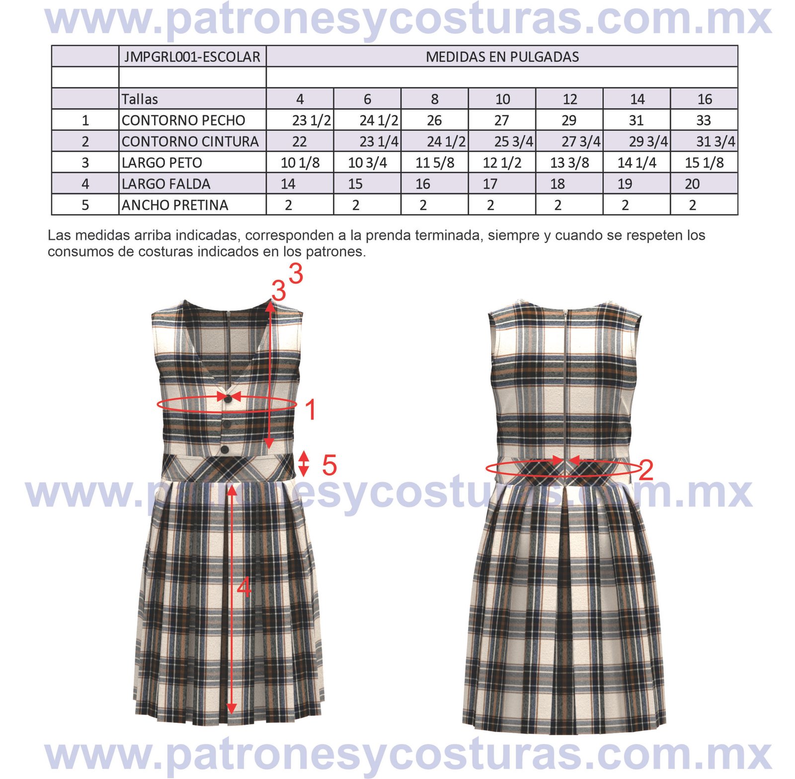 PATRON DE JUMPER ESCOLAR TALLAS