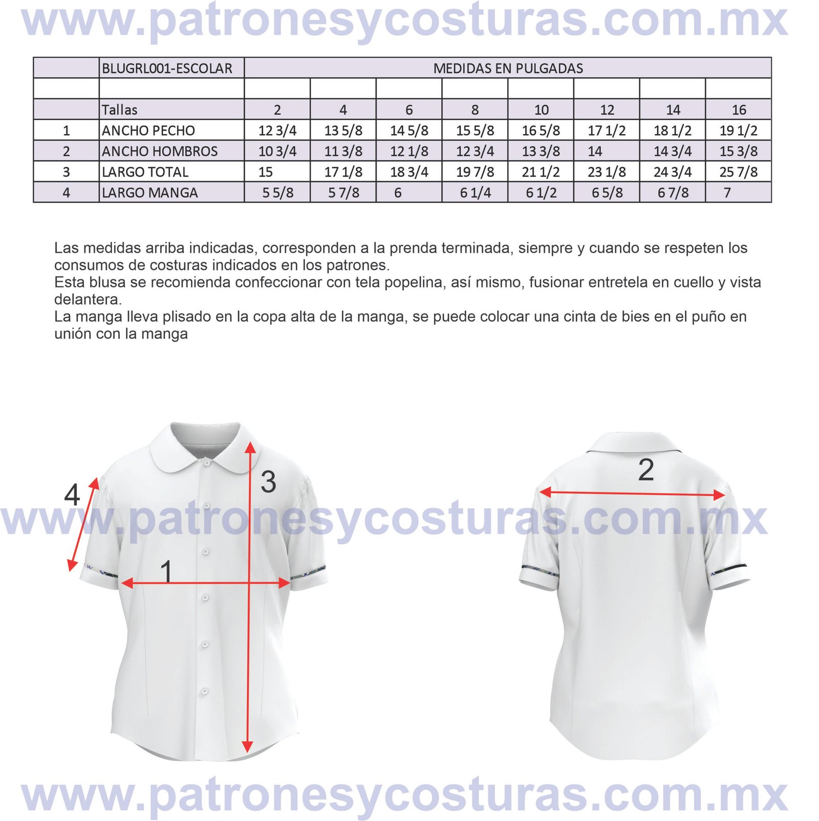 moldes de blusa escolar