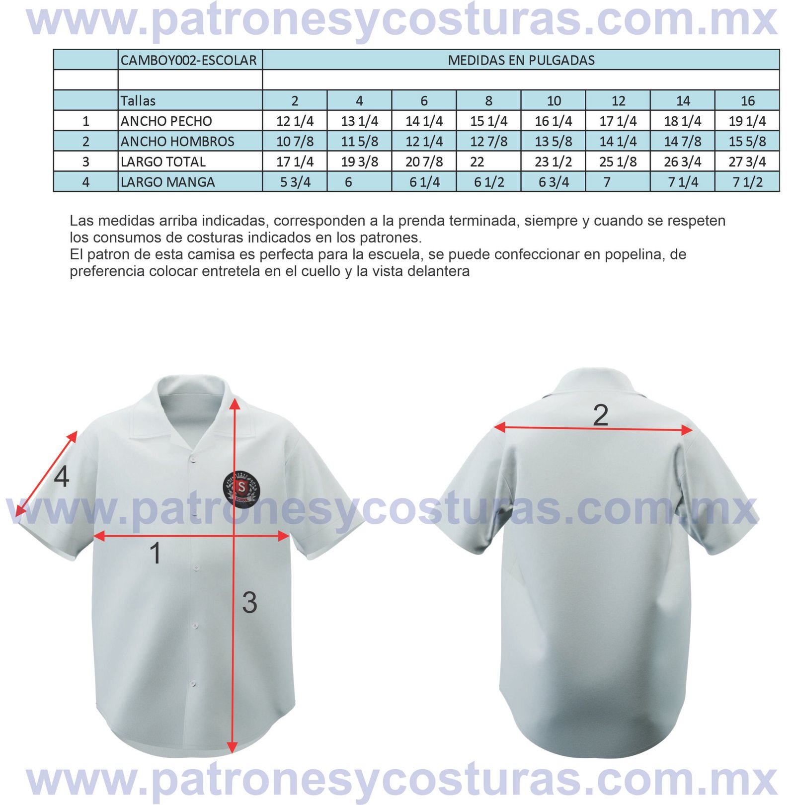 Patrón de camisa escolar - Imagen 5